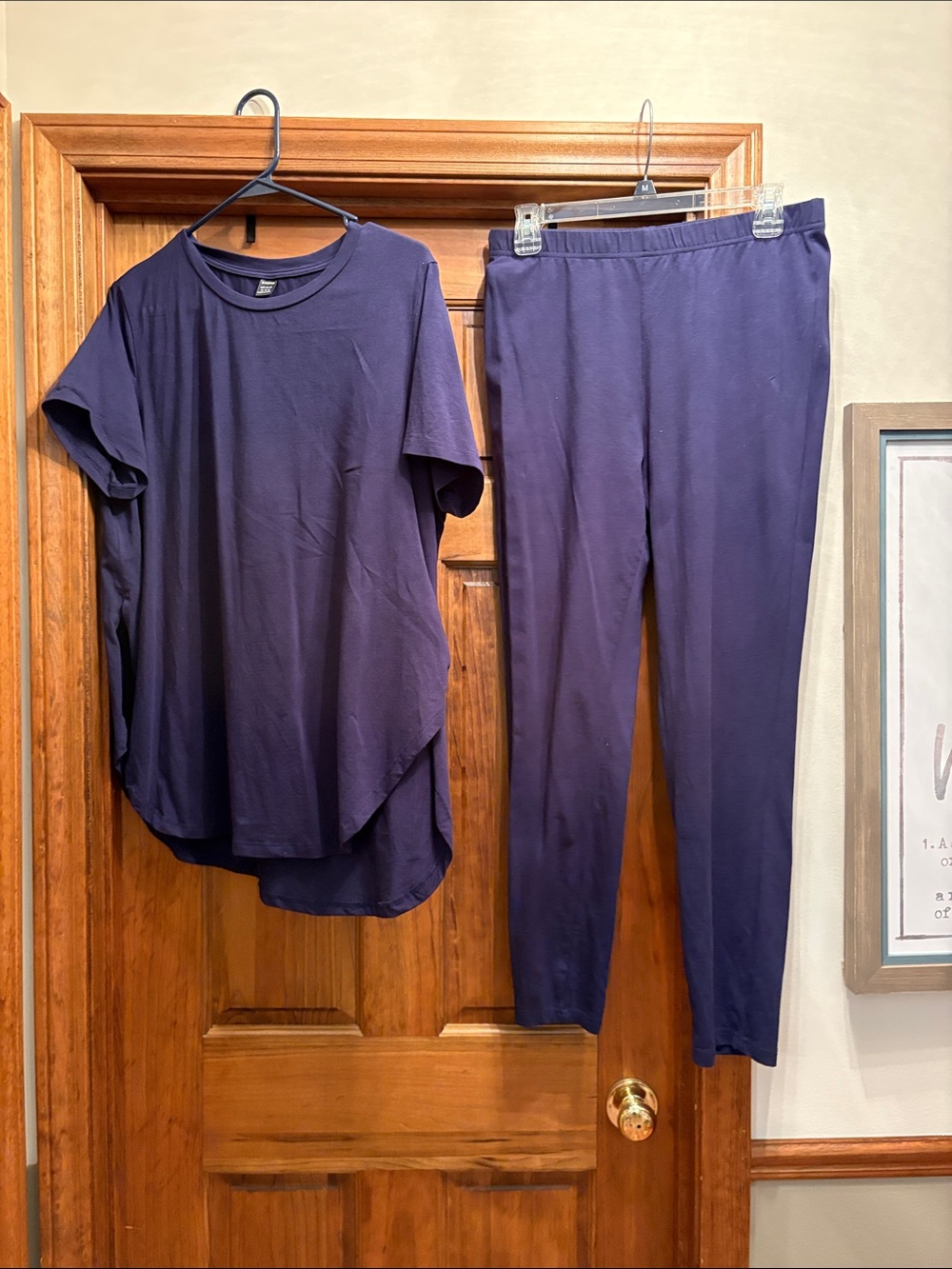 SHEIN Navy Blue Short Sleeve Top & Stretch Pants Set XL